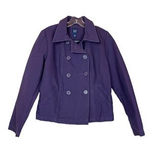 Gap Purple Double Breasted Waist Length Peacoat Trench Coat Vintage size Medium